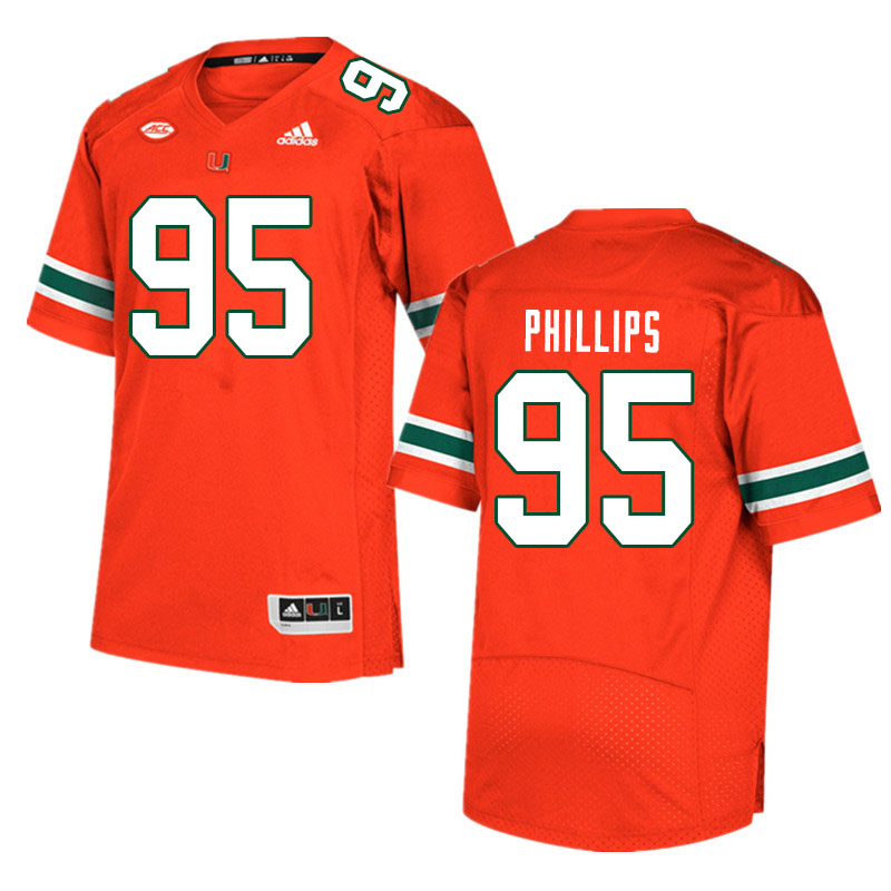 Men #95 Jaelan Phillips Miami Hurricanes College Football Jerseys Sale-Orange